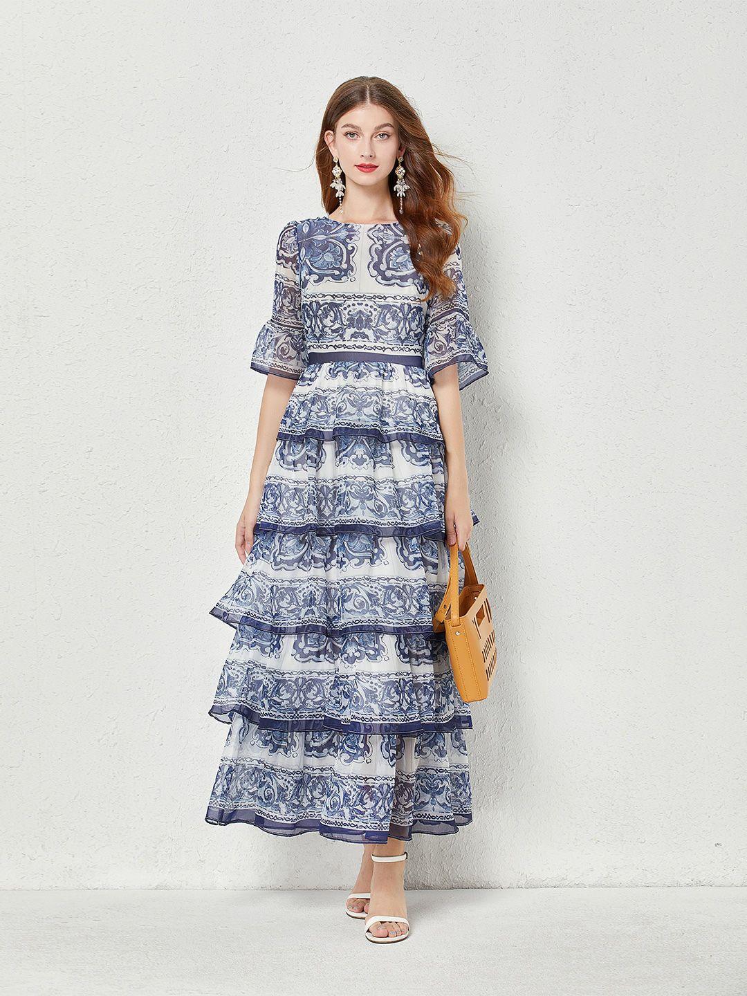 jc collection blue ethnic motifs print maxi dress