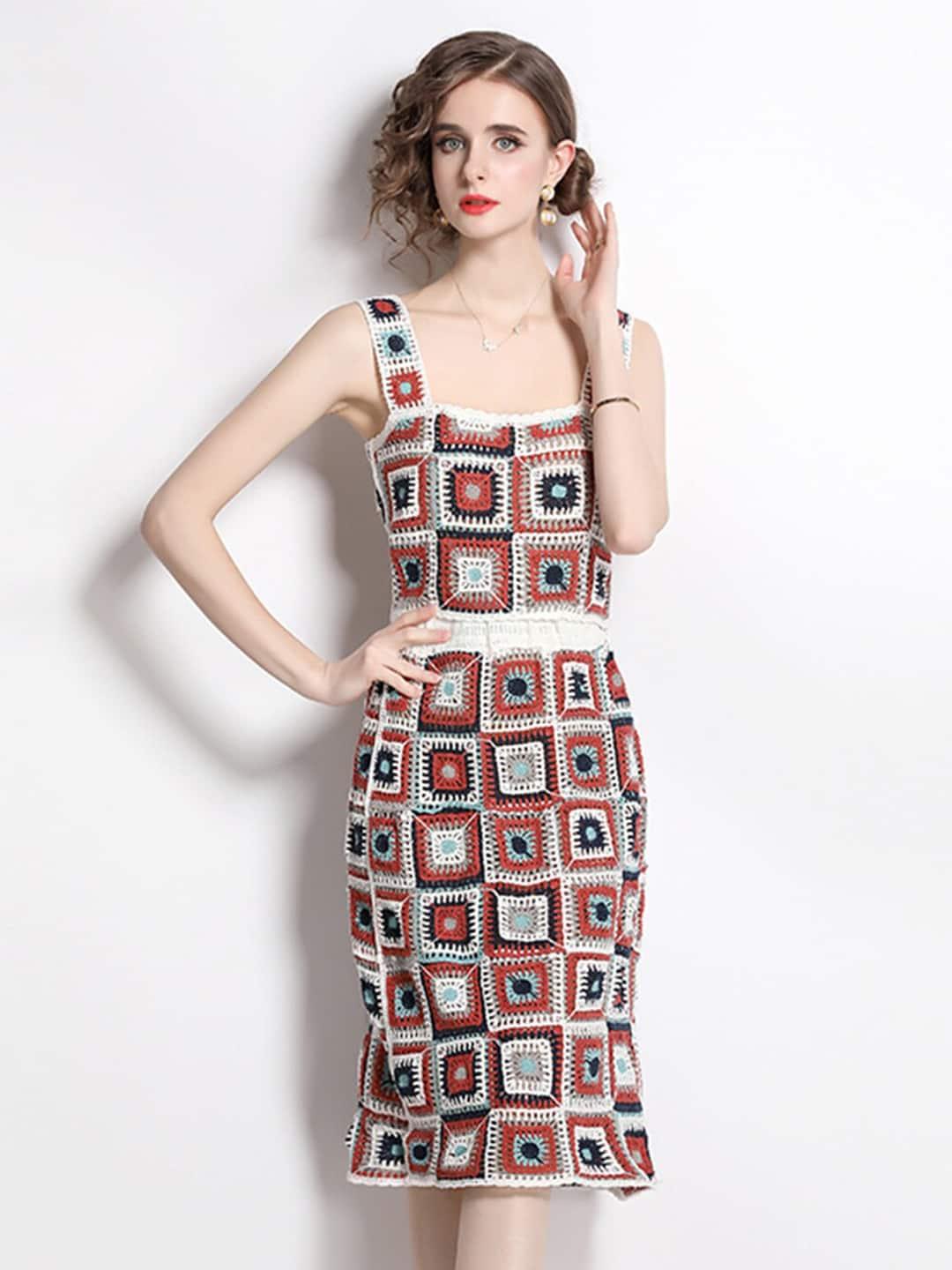 jc collection geometric printed sheath dress