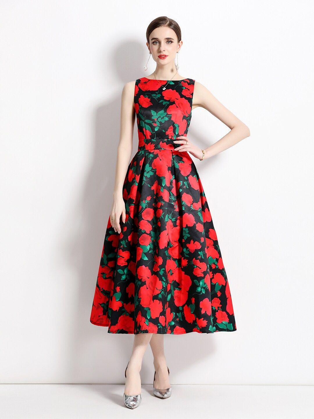 jc collection multicoloured floral print fit & flare midi dress