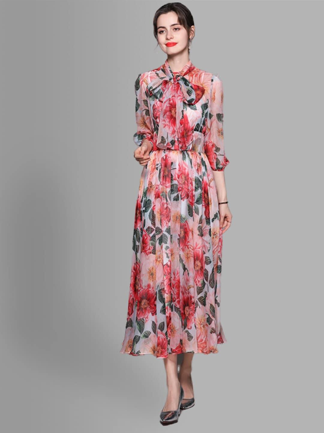 jc-collection-pink-floral-tie-up-neck-midi-dress