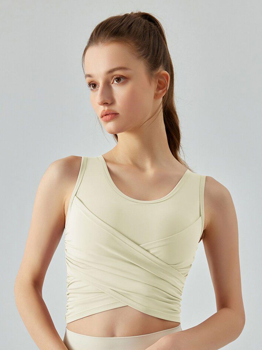 jc collection shoulder straps gathered detail cropped fitted top