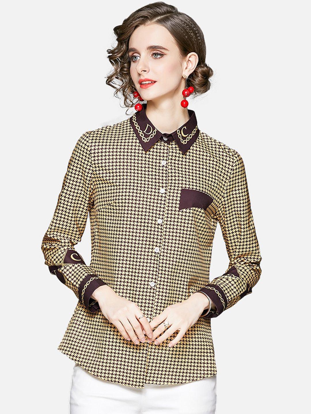 jc collection women beige striped casual shirt