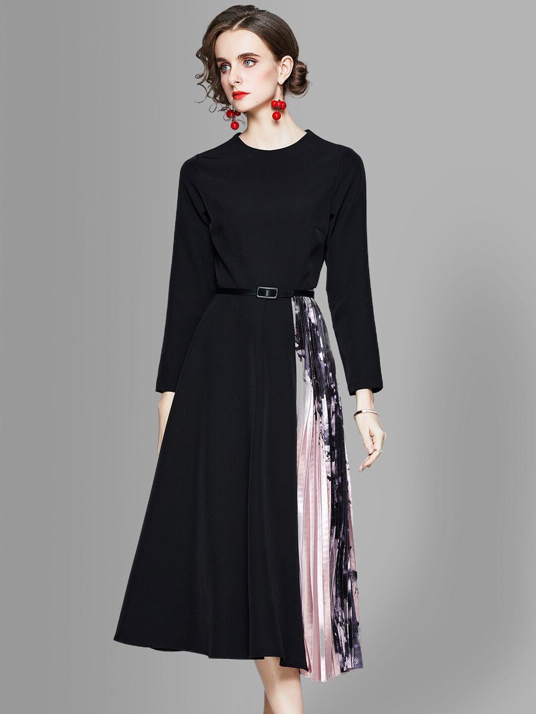 jc collection women black & pink colourblocked midi dress