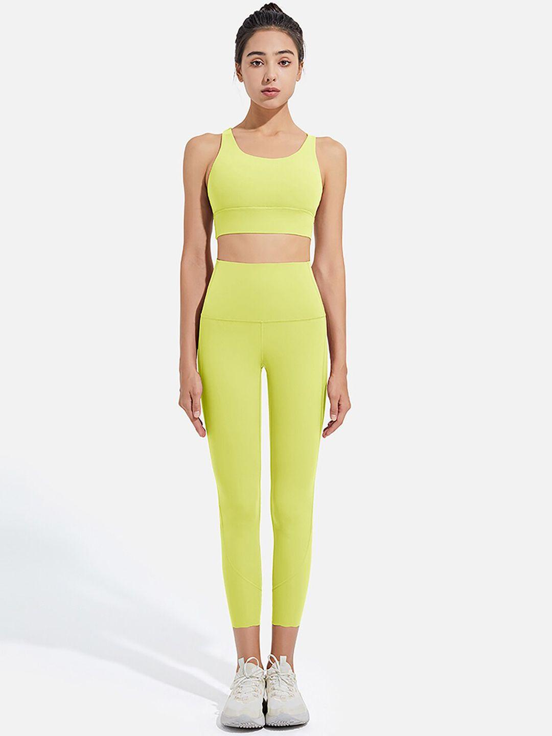 jc collection women lime green solid sports co-ord