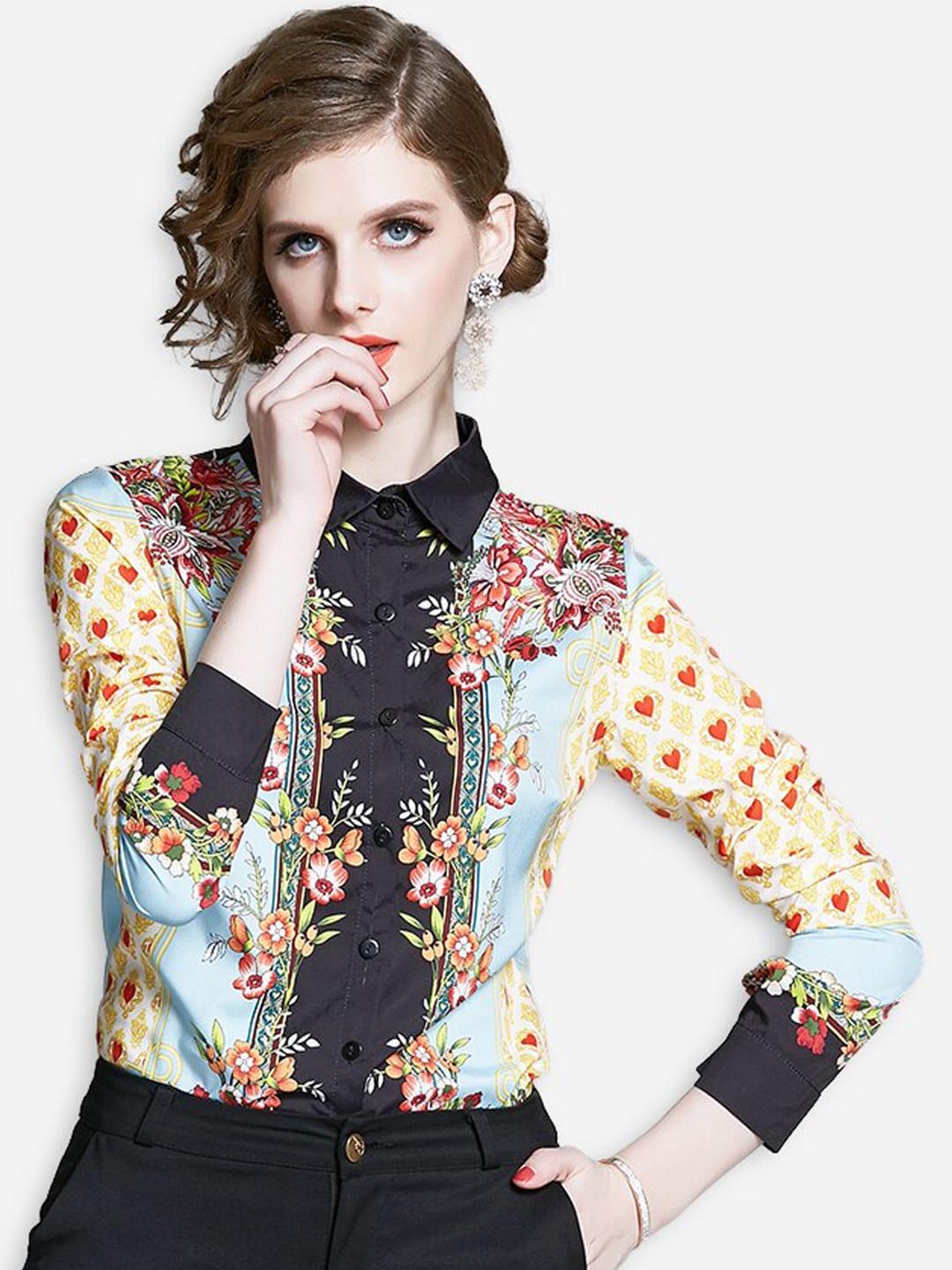 jc collection women multicoloured floral opaque printed casual shirt