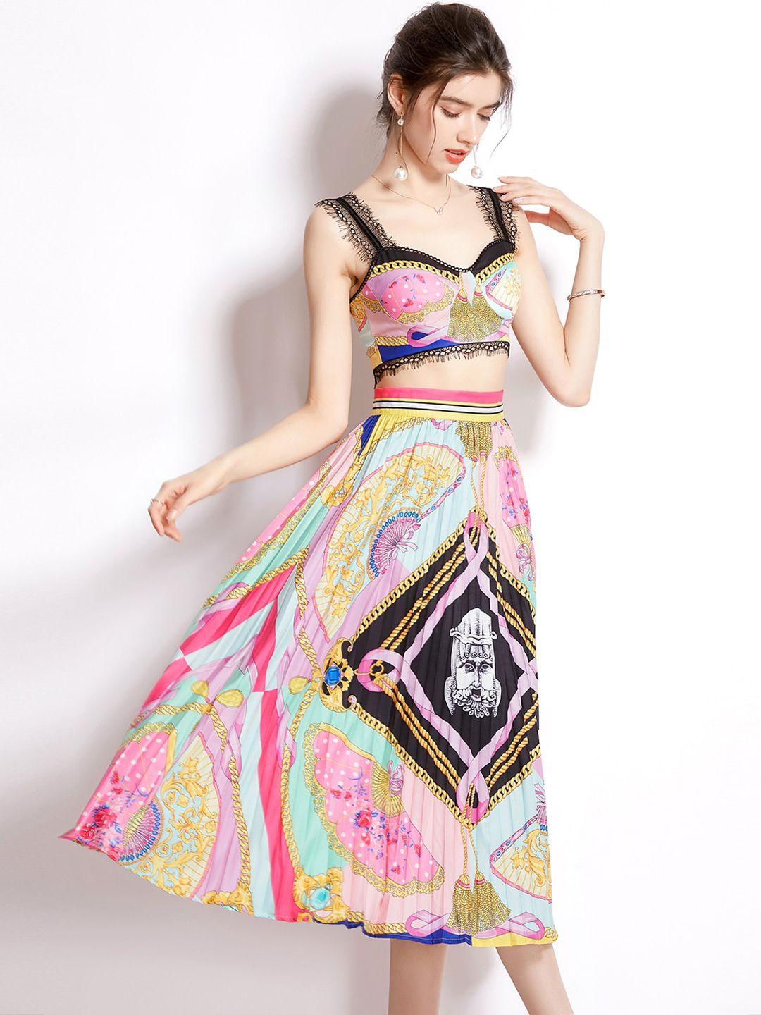 jc-collection-women-pink-printed-crop-top-&-skirt