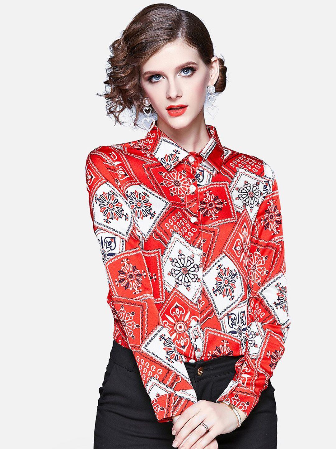 jc collection women red floral printed casual shirt