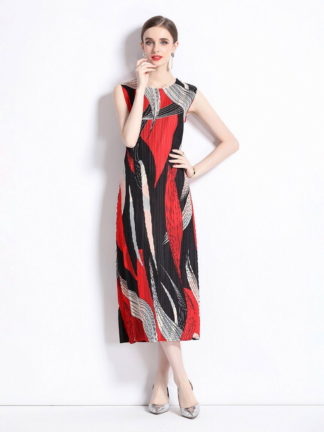 jc collection abstract printed a-line midi dress