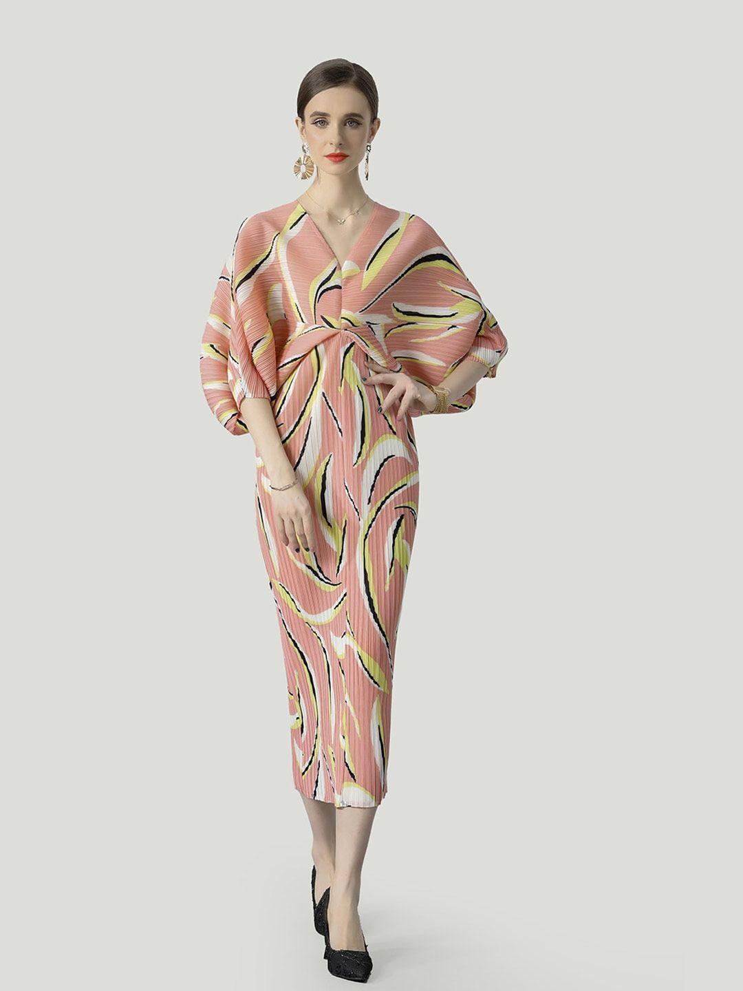 jc collection abstract printed kaftan midi dress