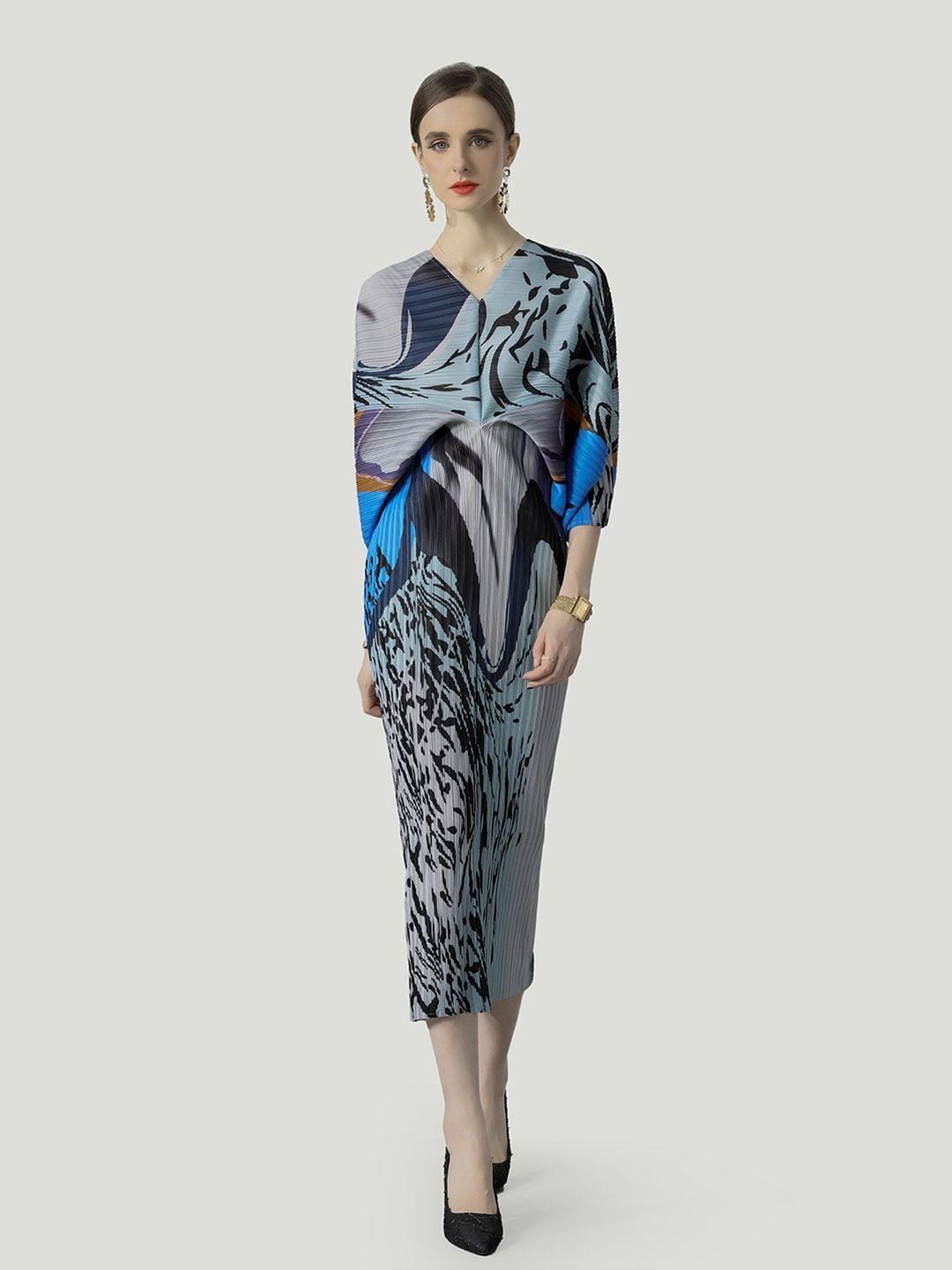 jc collection abstract printed sheath midi dress
