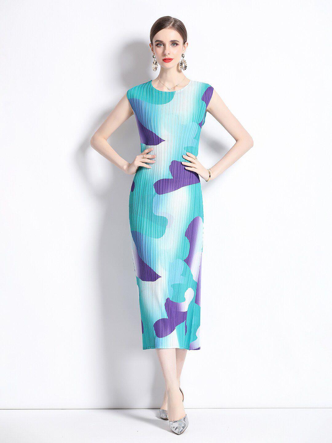 jc collection abstract printed sheath midi dress