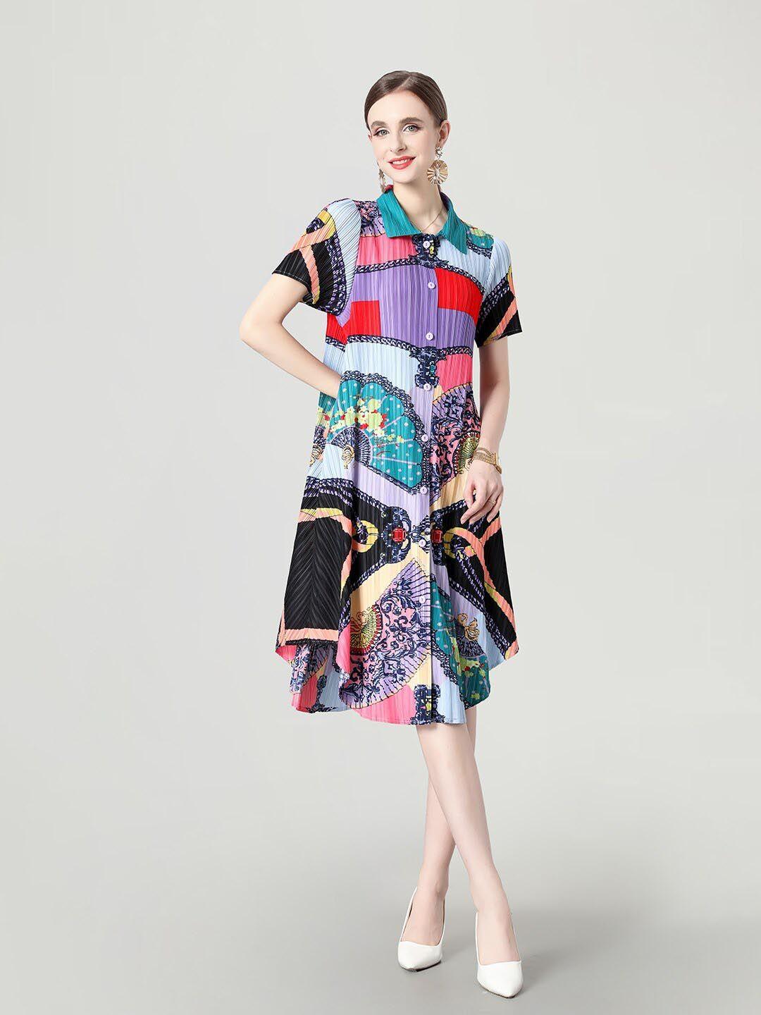 jc collection abstract printed shirt midi dress