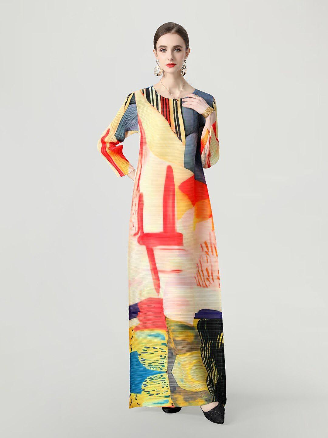 jc collection abstract printed three-quarter sleeves maxi dress