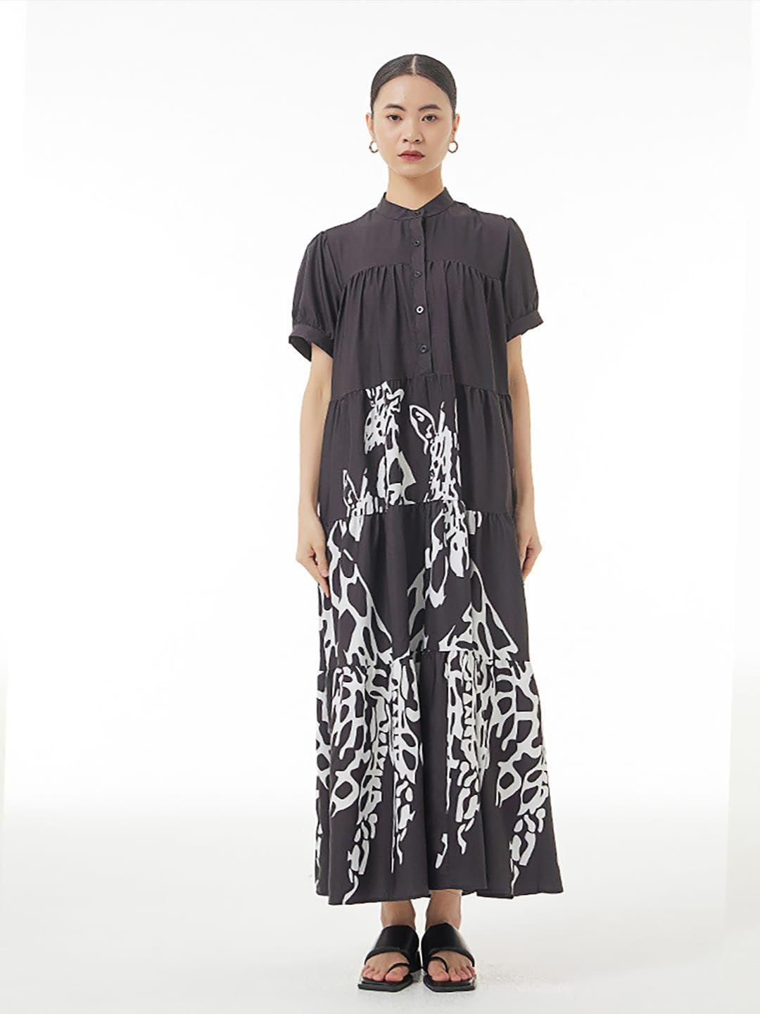 jc collection abstract printed tiered maxi dress