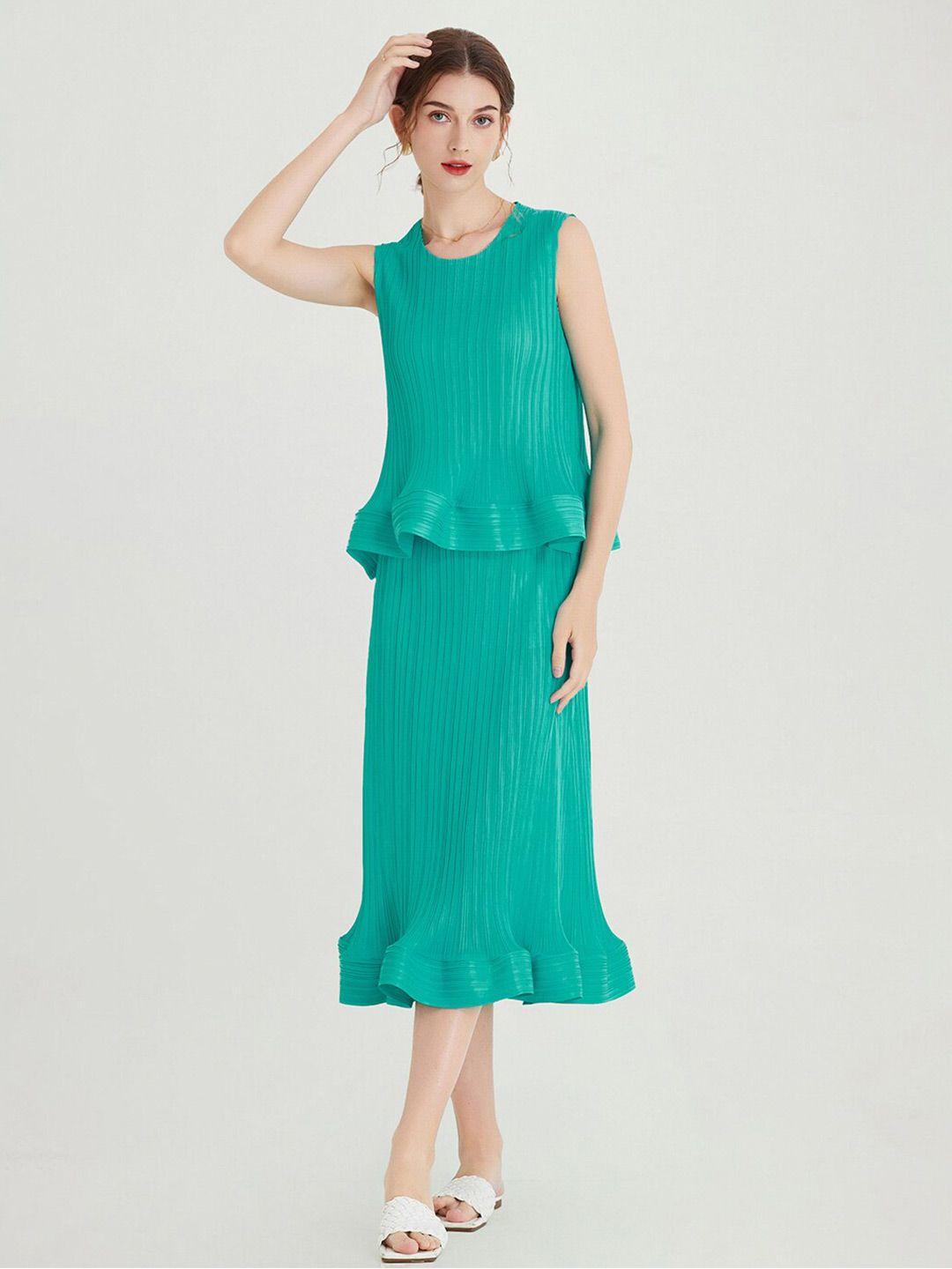 jc collection accordion pleated top & midi skirt