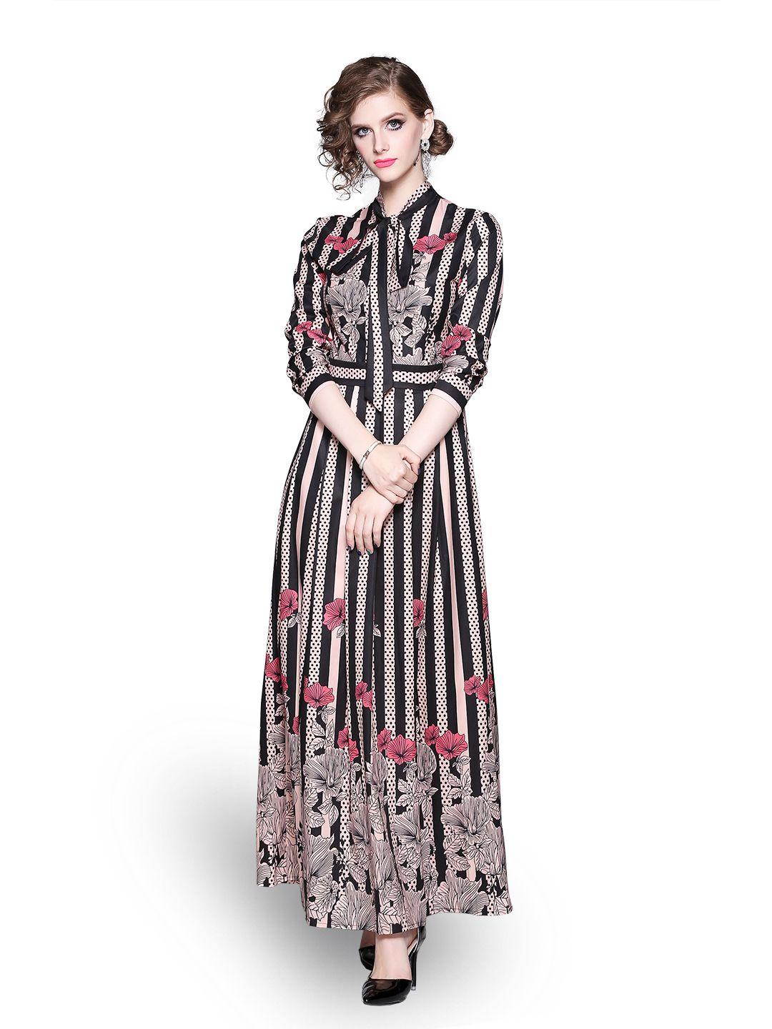 jc collection black & pink floral maxi dress