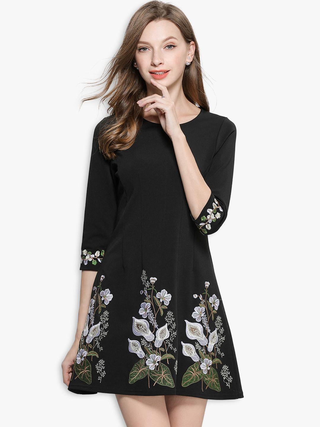 jc collection black floral mini dress