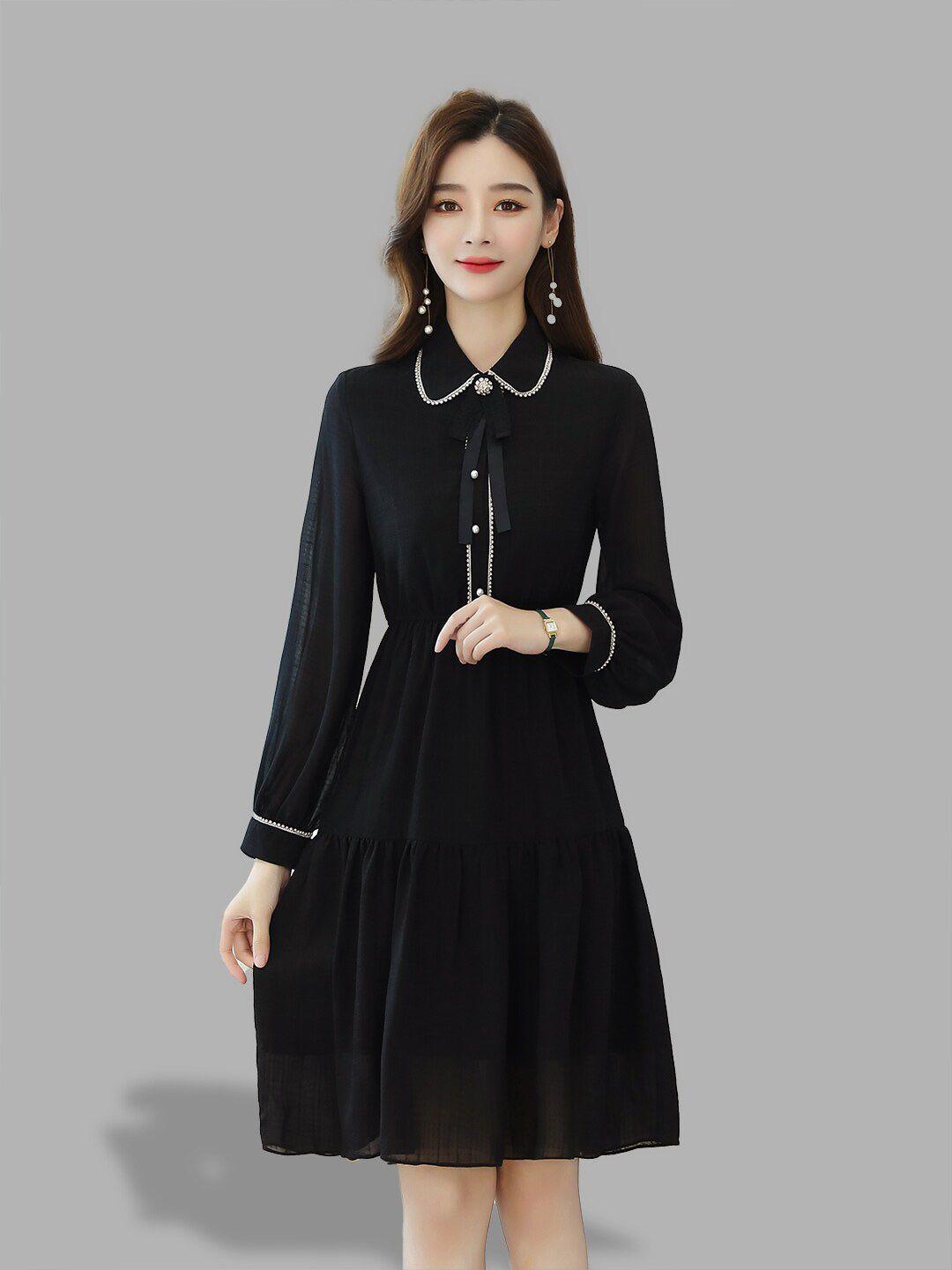 jc collection black solid shirt dress
