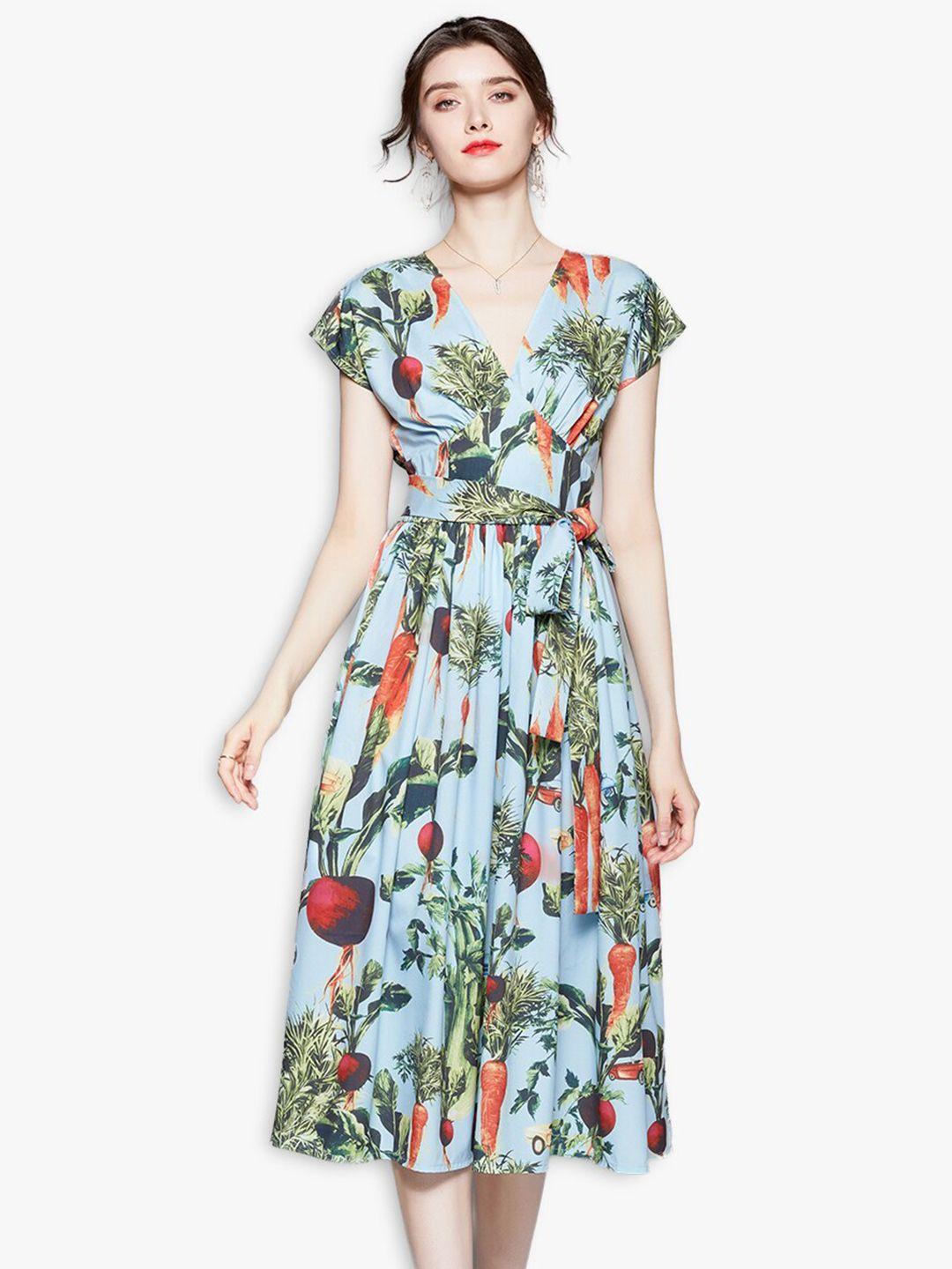 jc collection blue & green floral dress