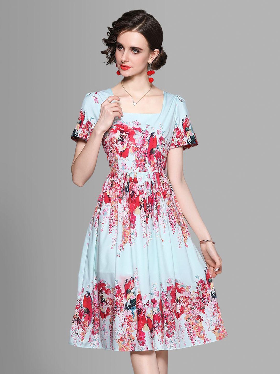 jc collection blue & red floral dress