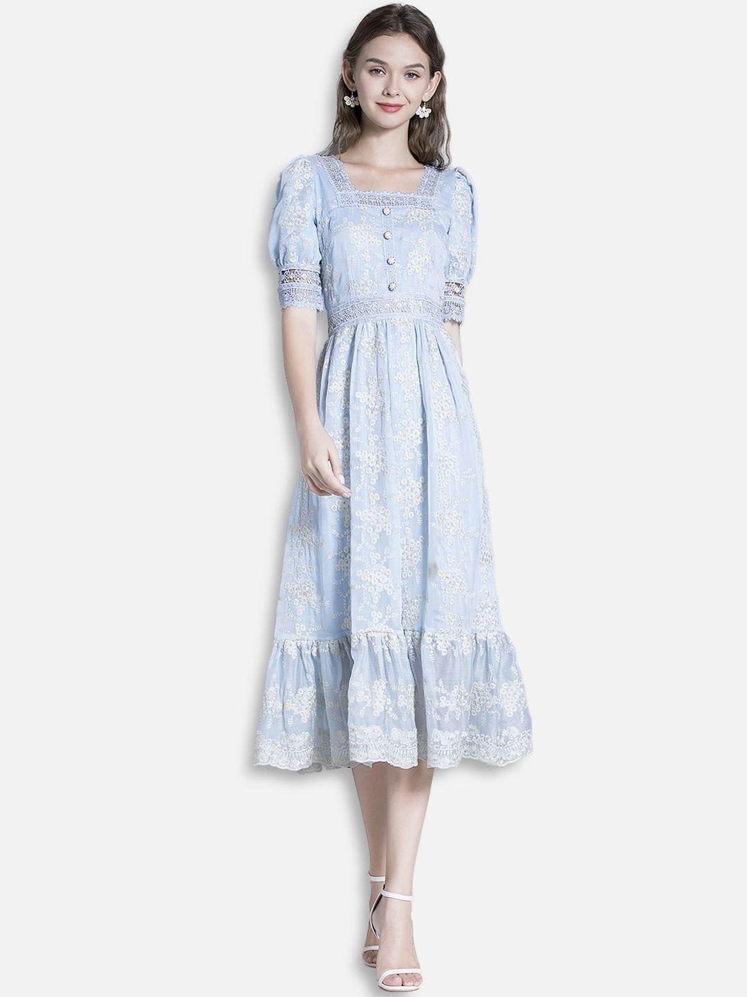 jc collection blue & white floral midi dress