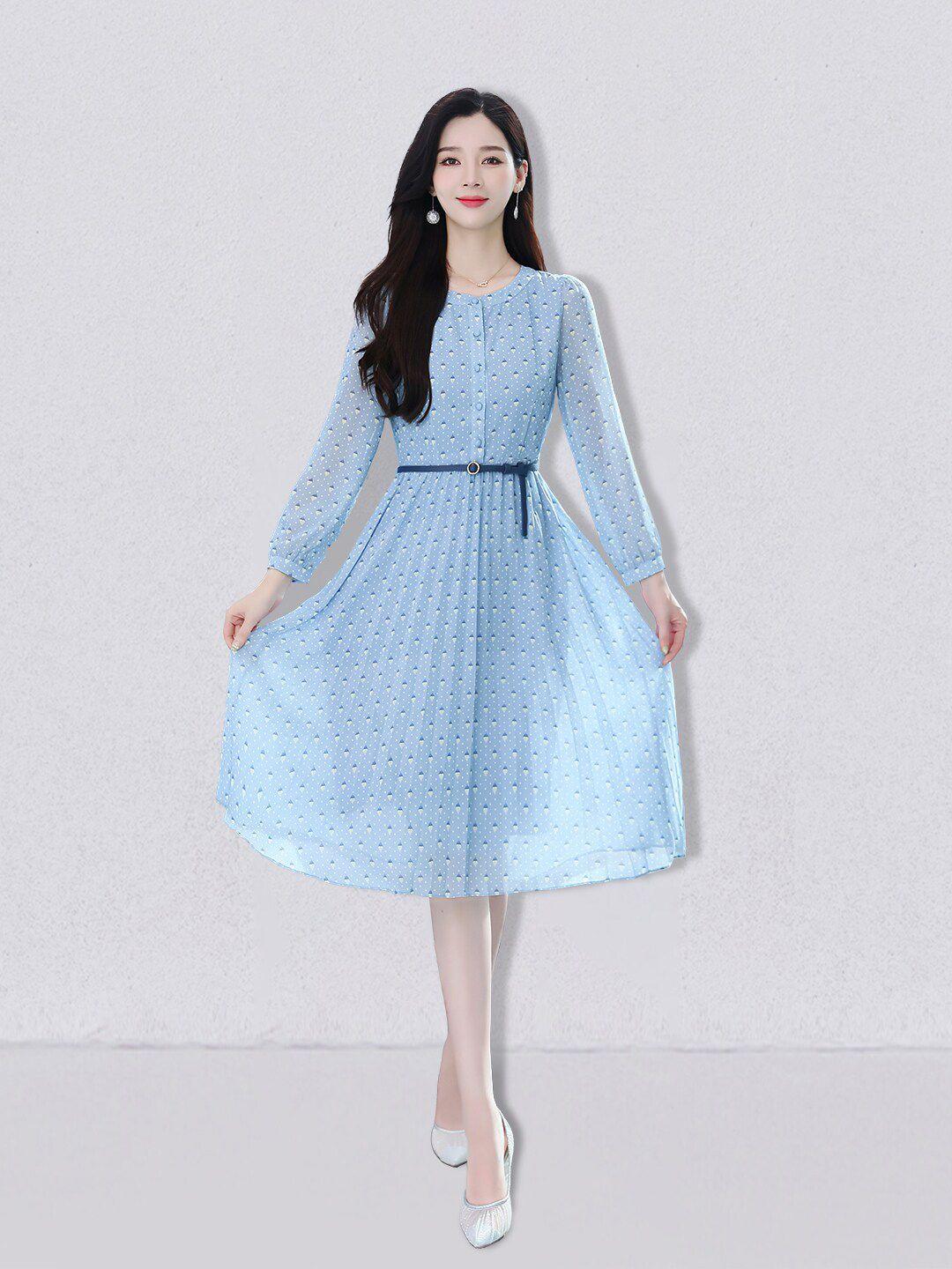 jc collection blue midi polyester dress