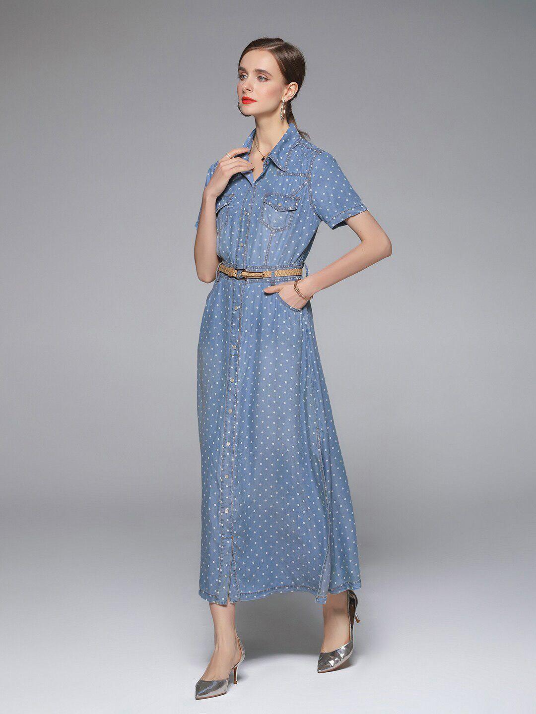 jc collection blue polka dots maxi dress