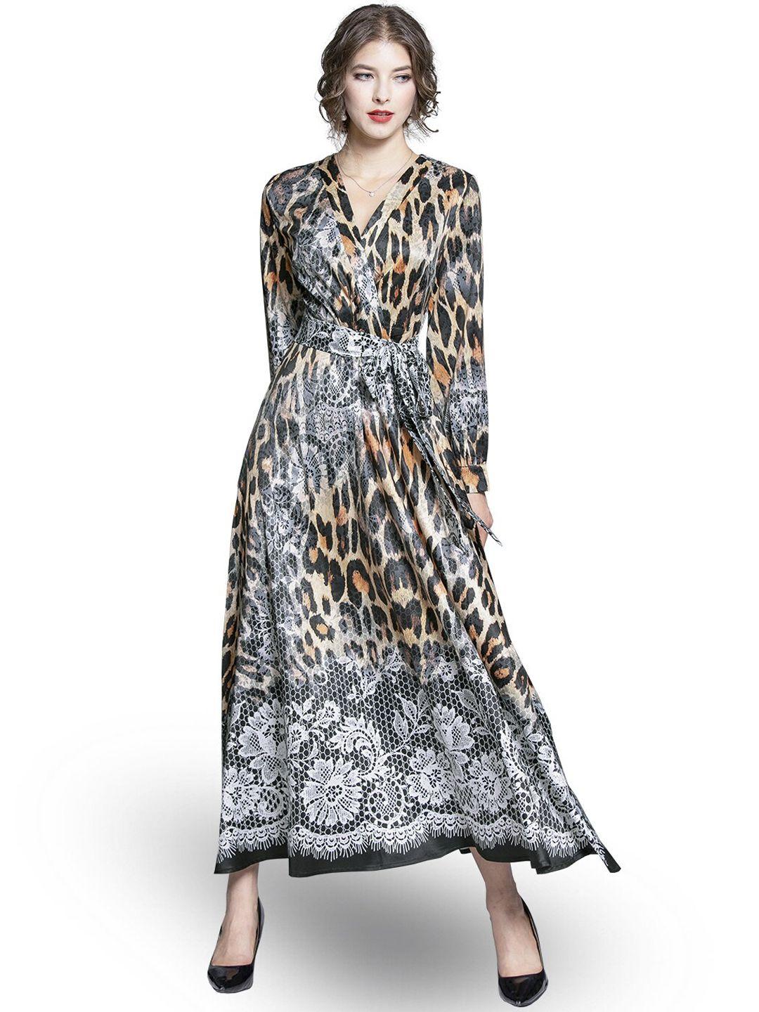 jc collection brown animal printed maxi dress