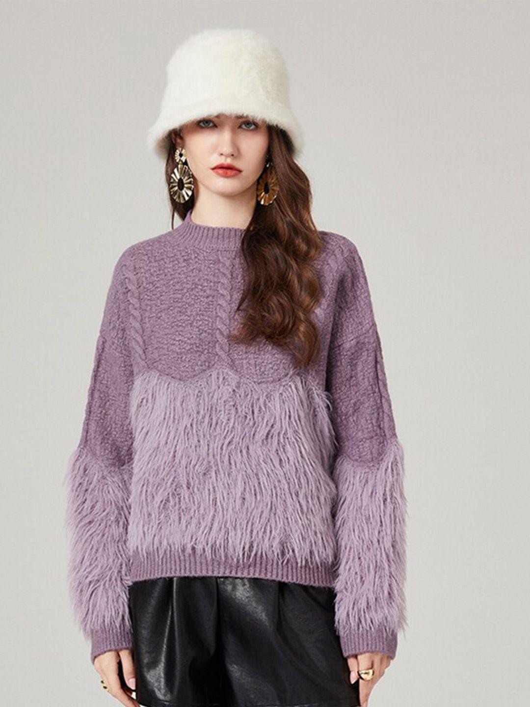 jc collection cable knit self design pullover sweater