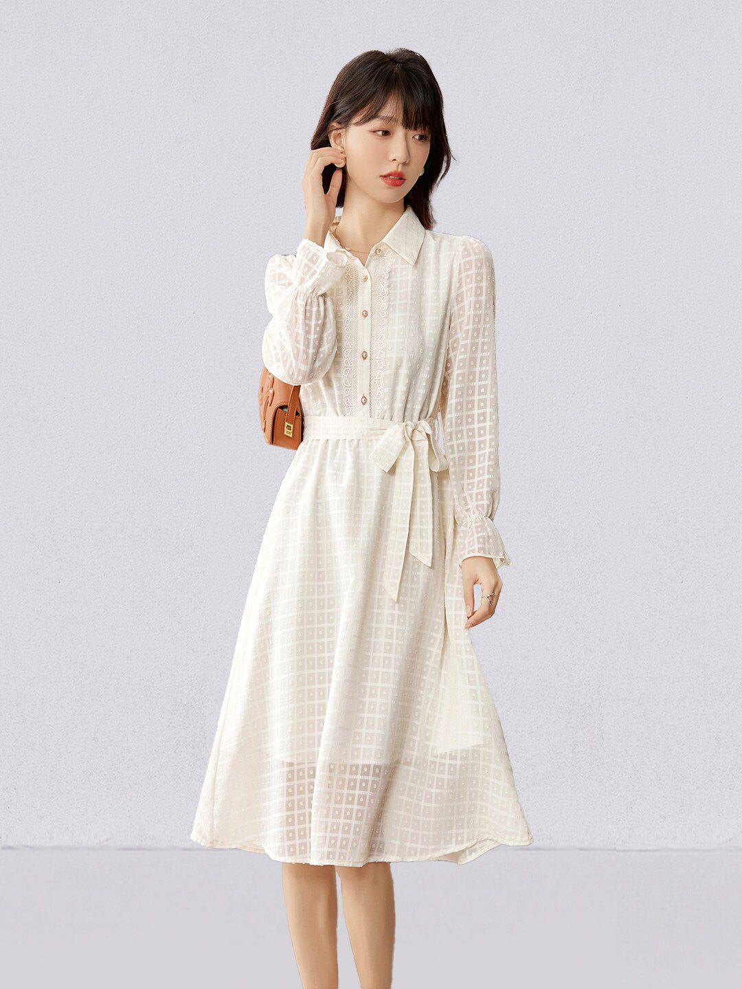 jc collection checked cuffed sleeves tie-ups shirt dress