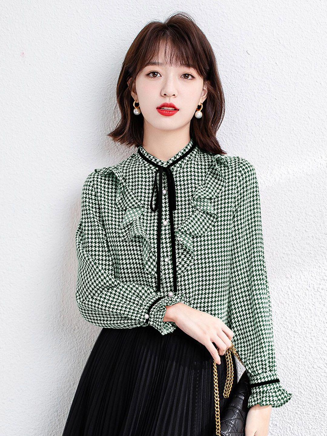 jc collection checked ruffles formal shirt