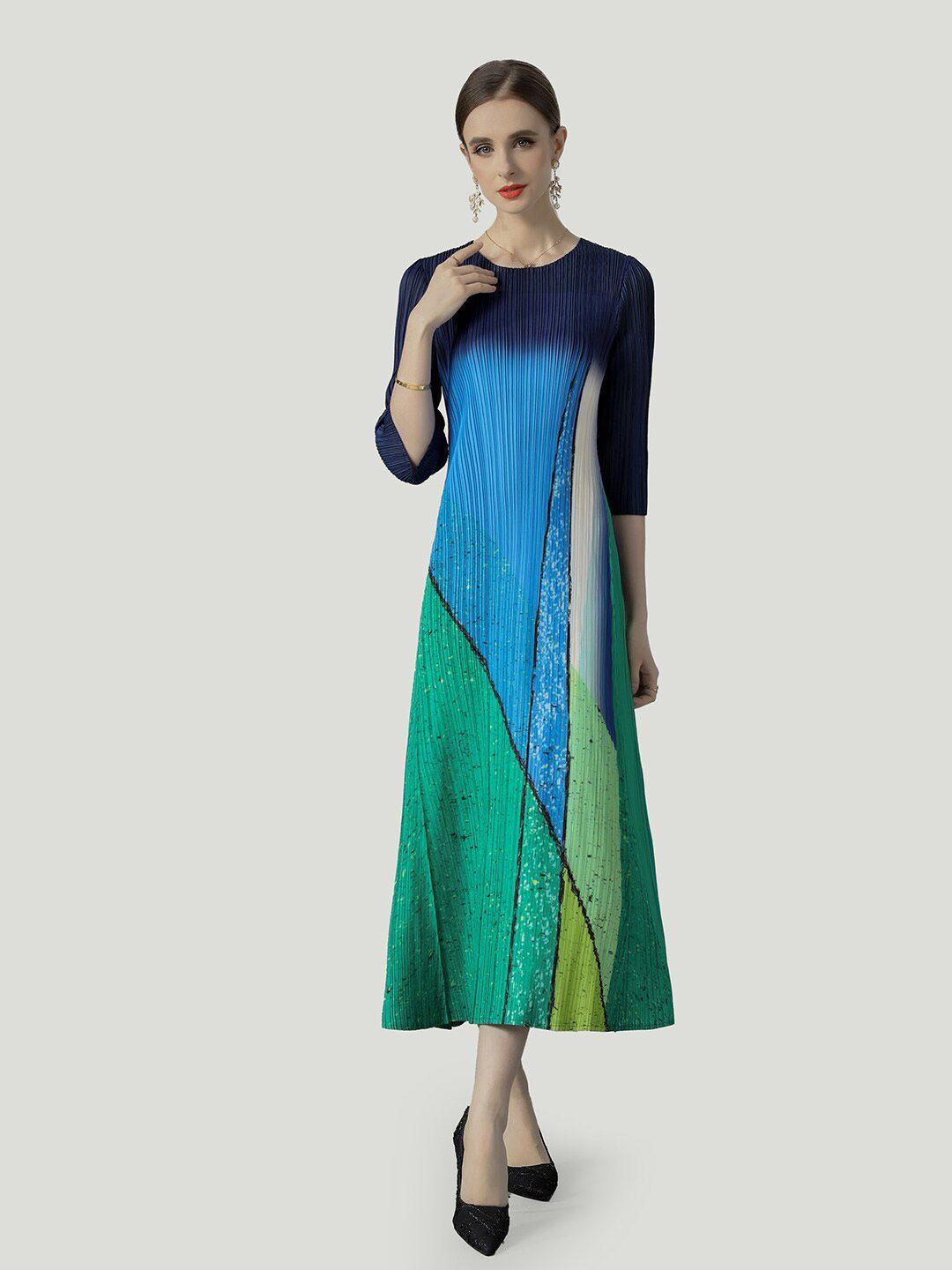 jc collection colorblocked a-line midi dress