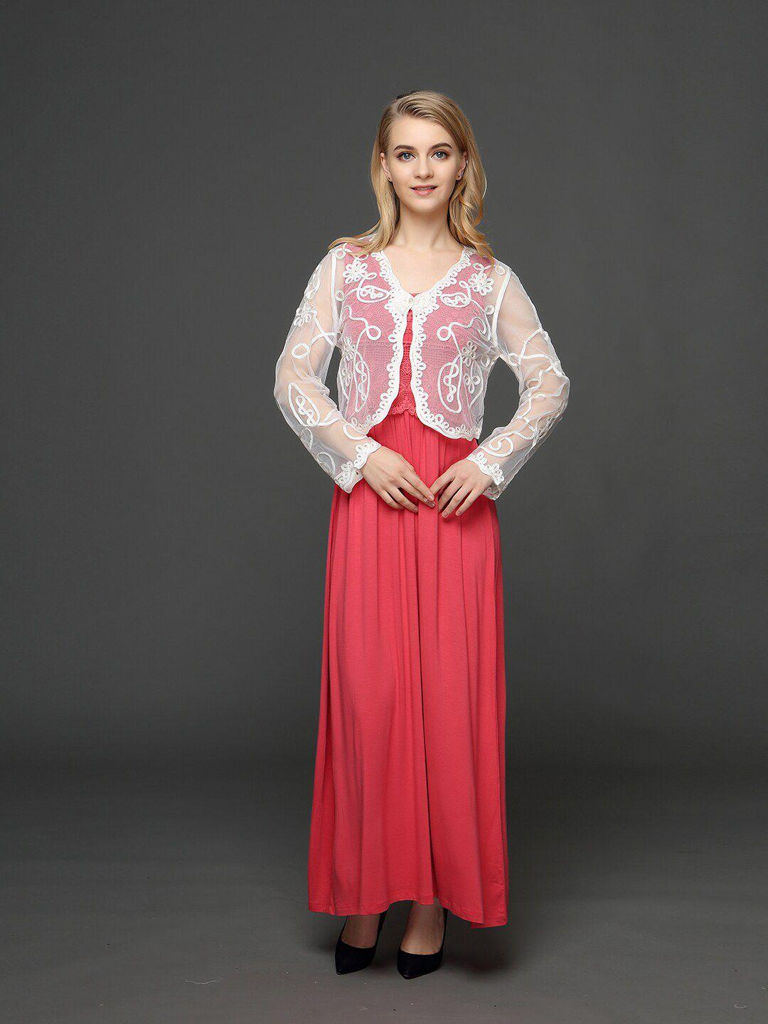 jc collection embroidered crop sheer button shrug