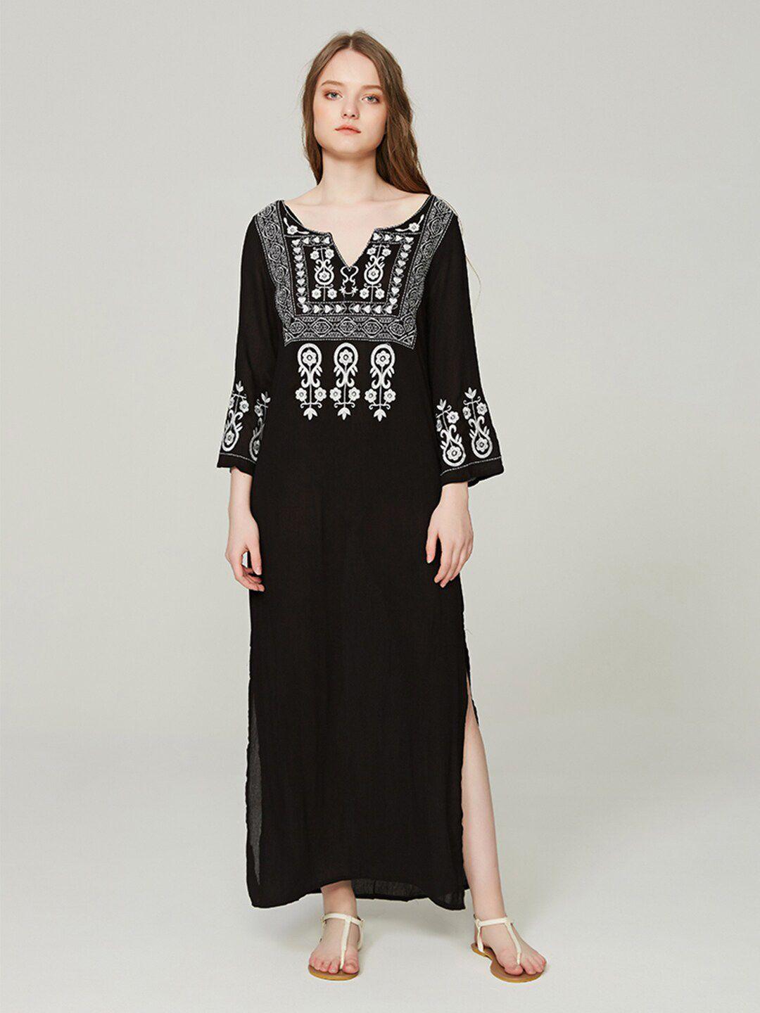 jc collection ethnic motif embroidered maxi dress