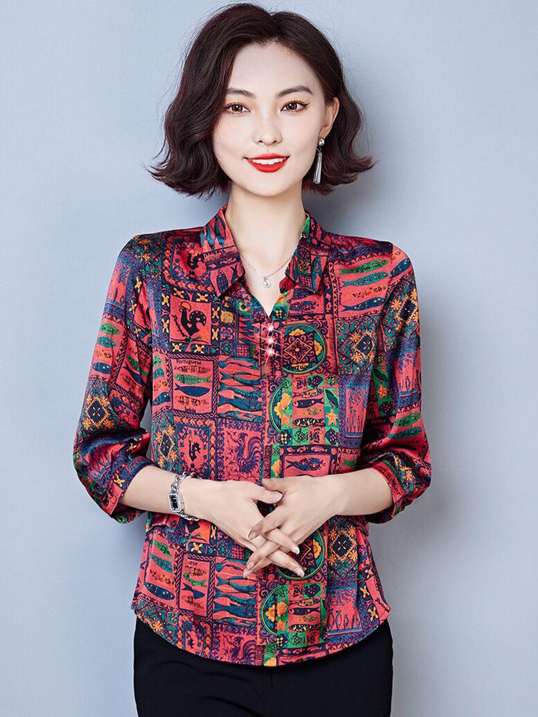 jc collection ethnic motif opaque casual shirt