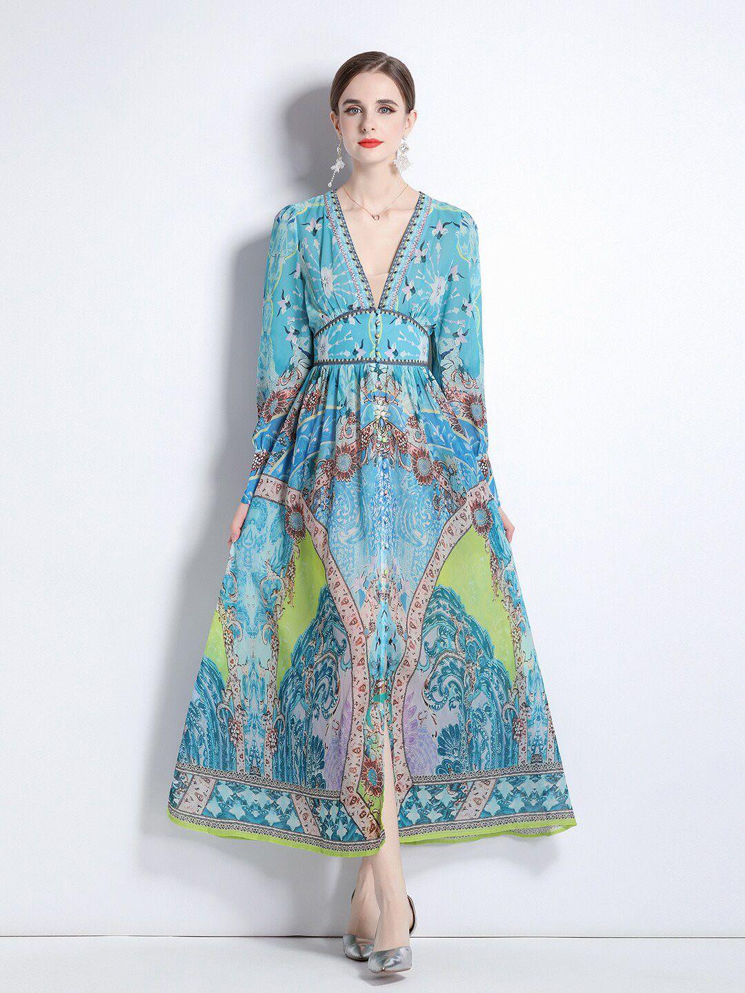 jc collection ethnic motifs print v-neck maxi dress