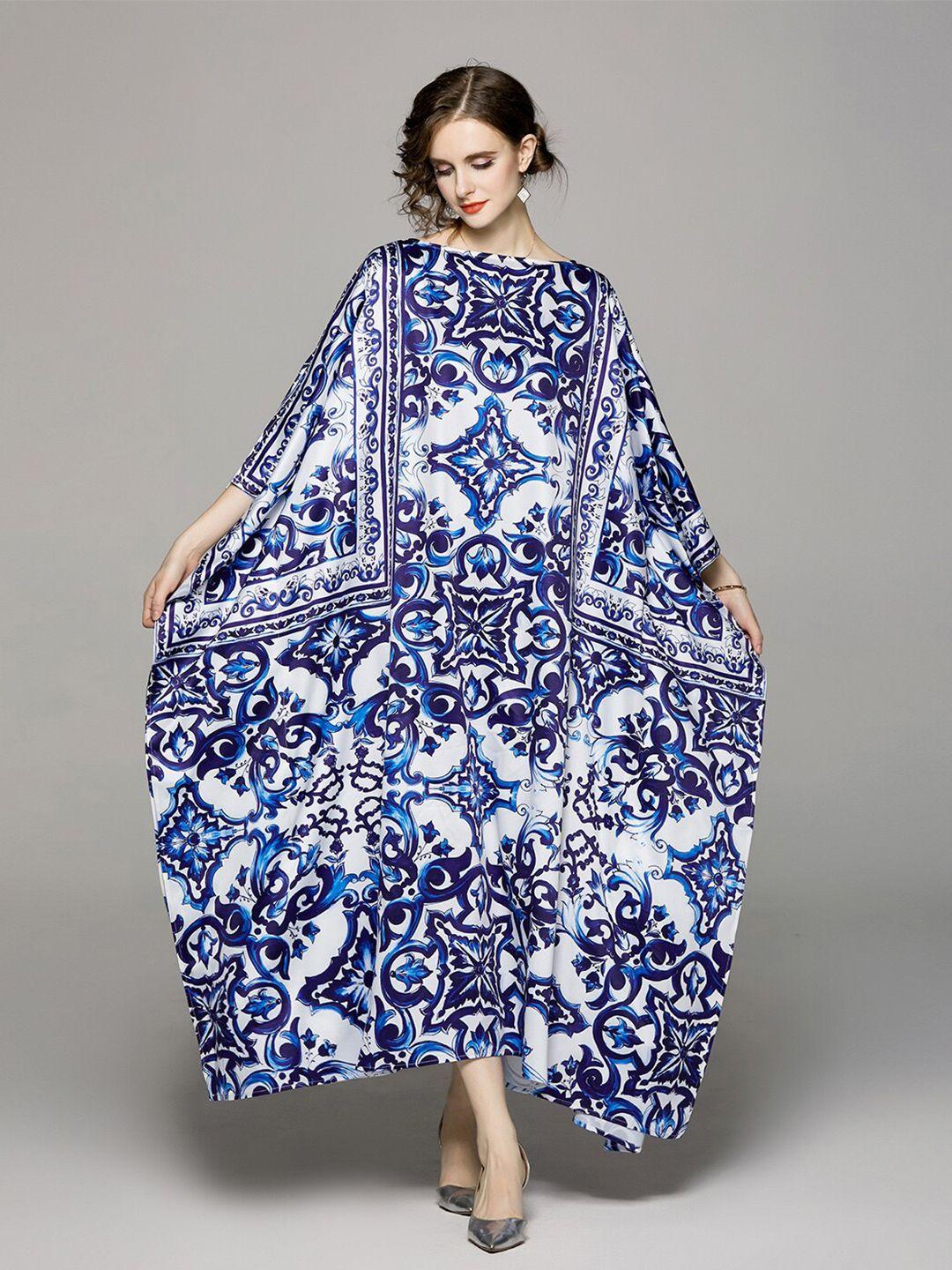 jc collection ethnic motifs printed batwing sleeves maxi kaftan dress