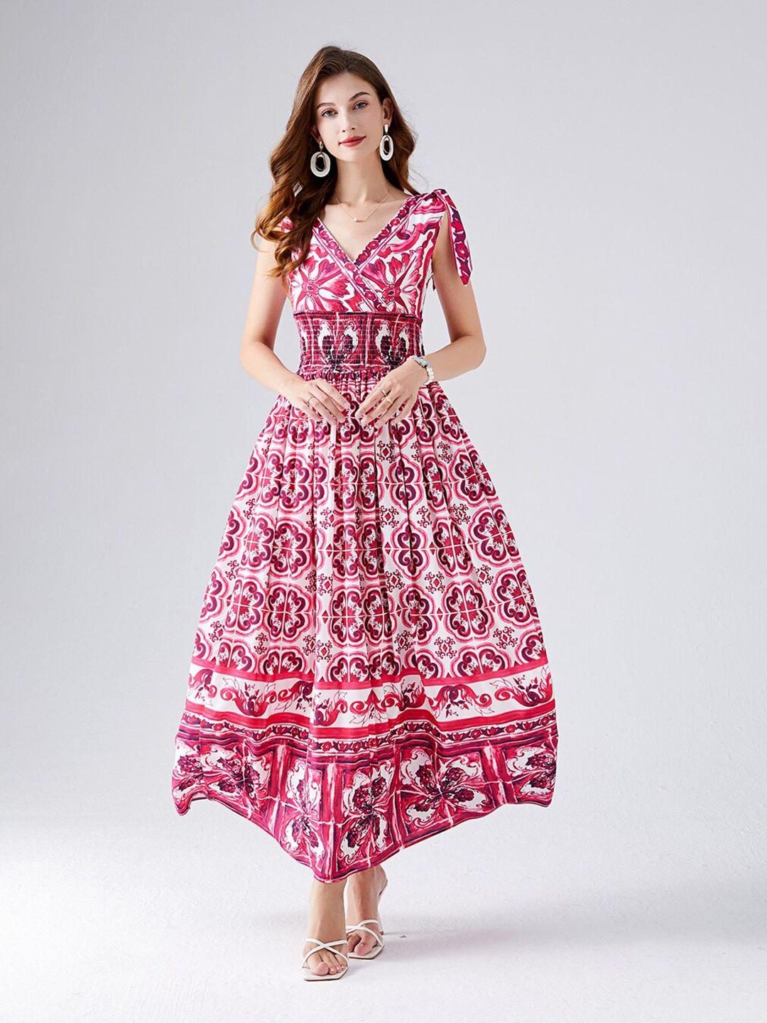jc collection ethnic motifs printed fit & flare maxi dress