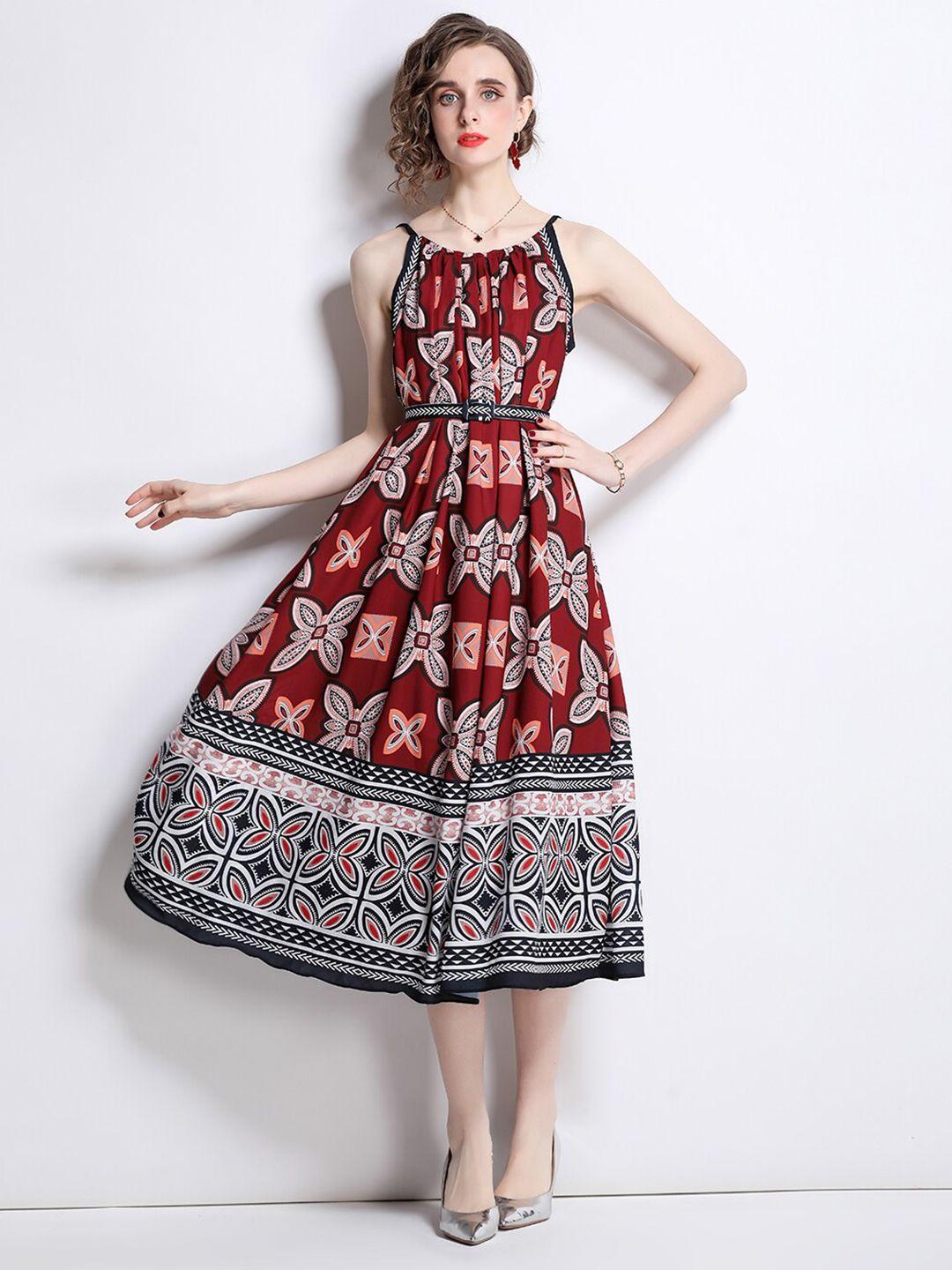 jc collection ethnic motifs printed fit & flare midi dress