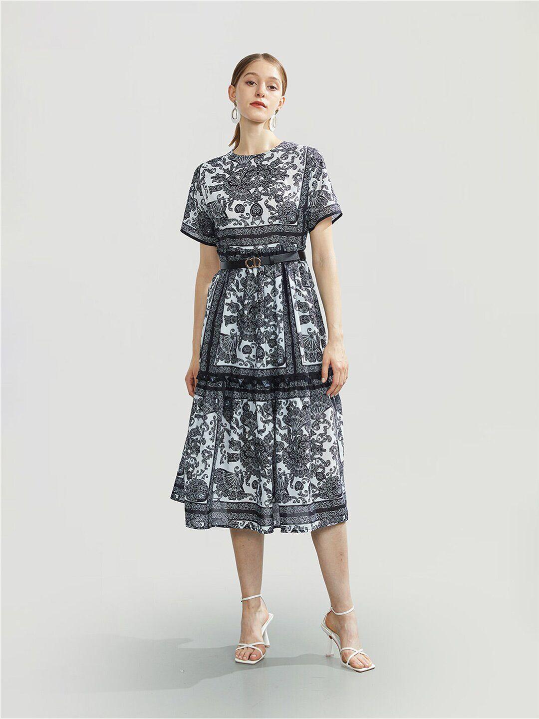 jc collection ethnic motifs printed fit & flare midi dress