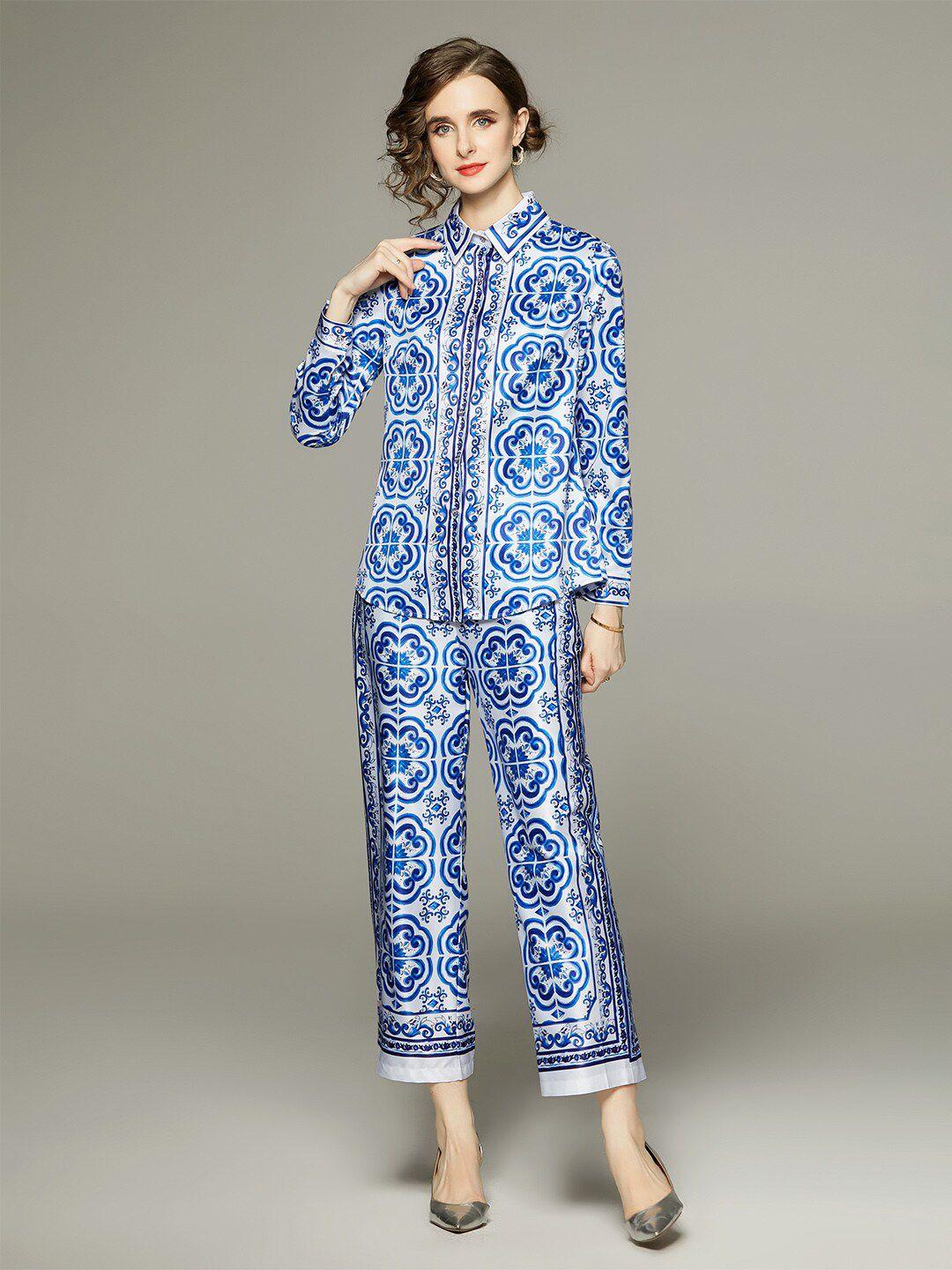 jc collection ethnic motifs printed shirt & trousers co-ords set