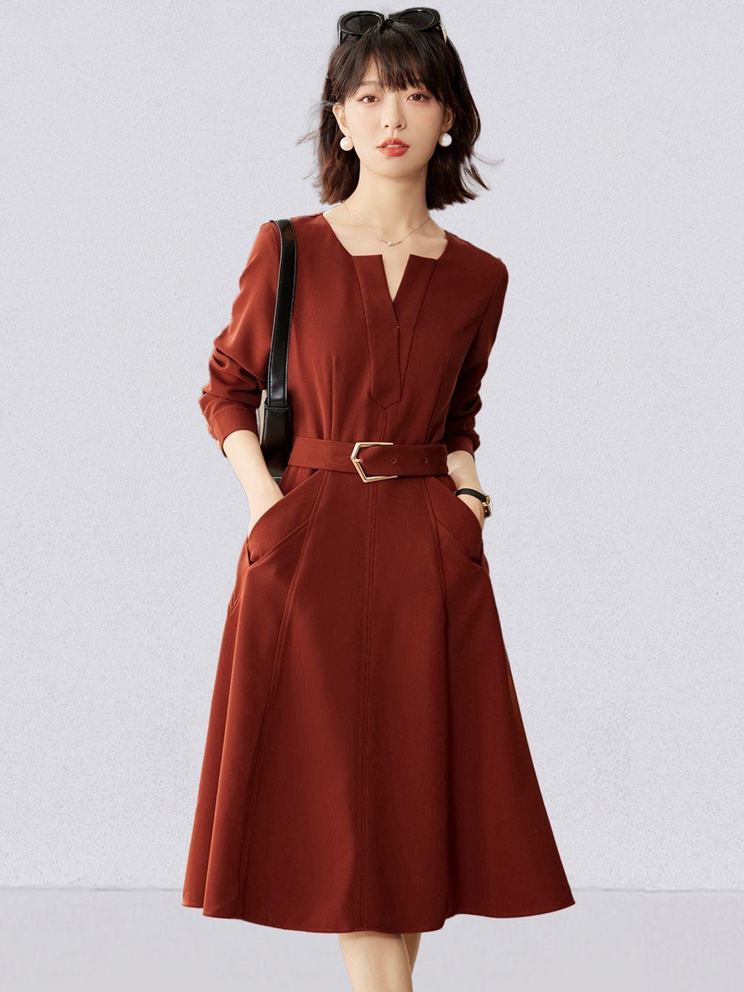 jc collection fit & flare dress with belt