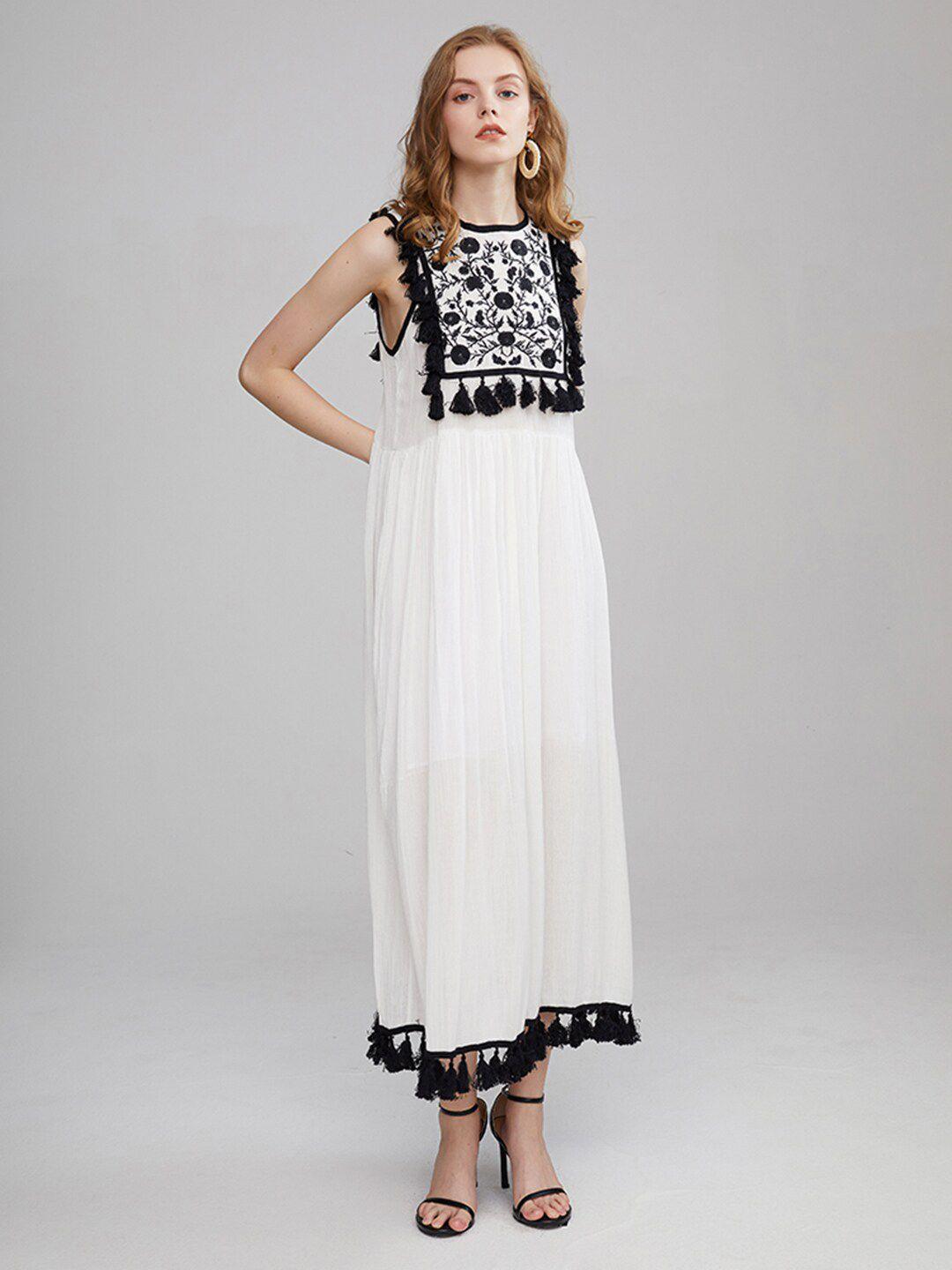 jc collection floral embroidered pure cotton maxi dress