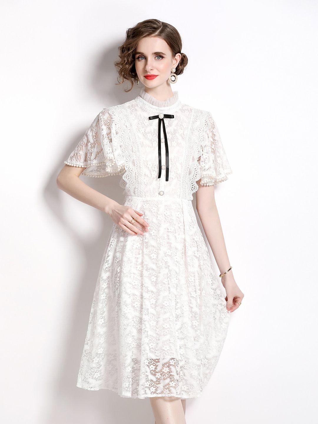 jc collection floral lace flared sleeve fit & flare dress