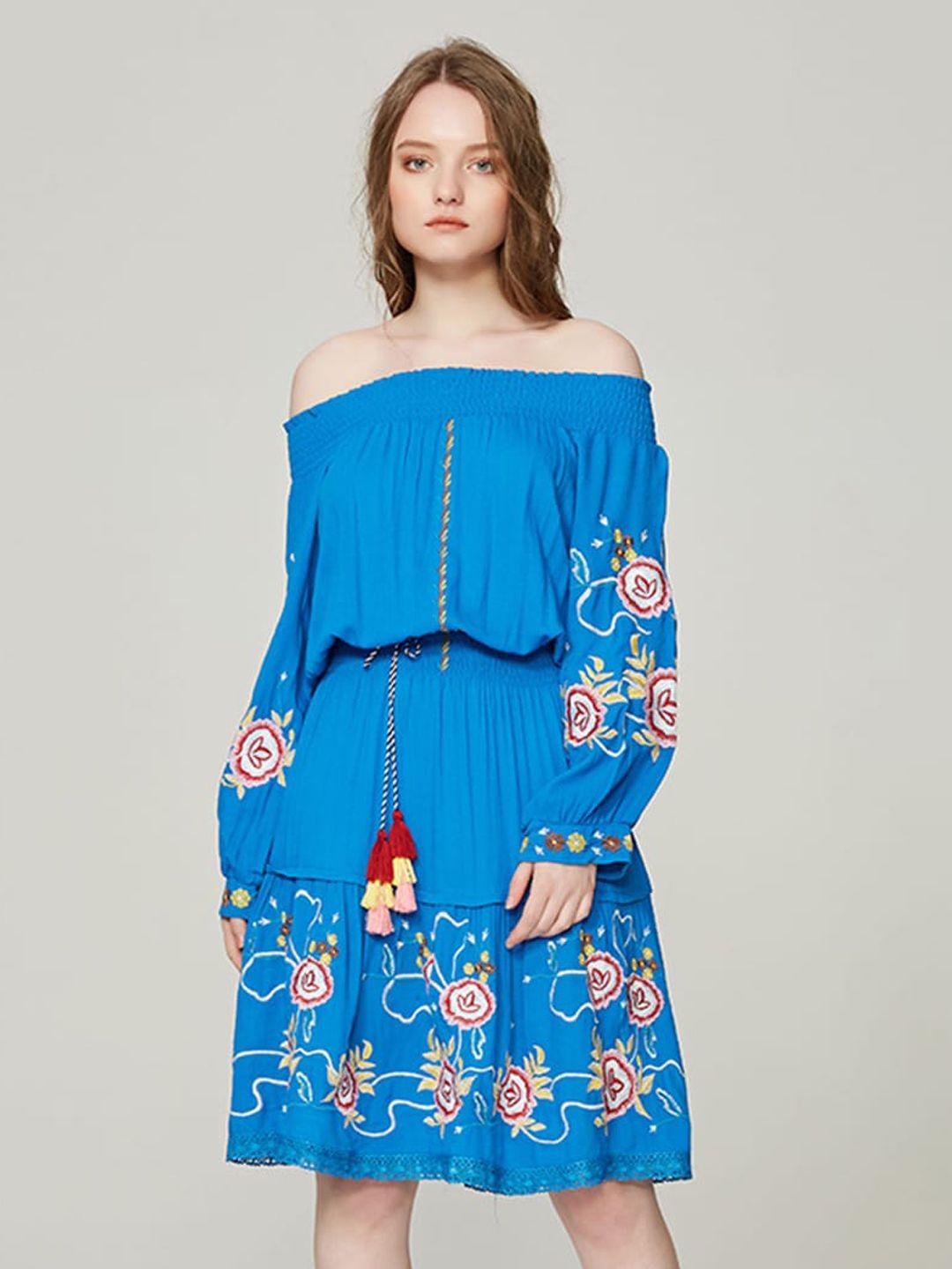 jc collection floral off-shoulder a-line dress