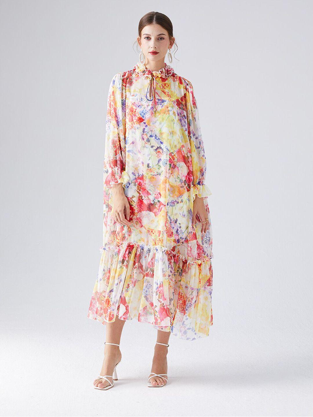 jc collection floral print a-line midi dress