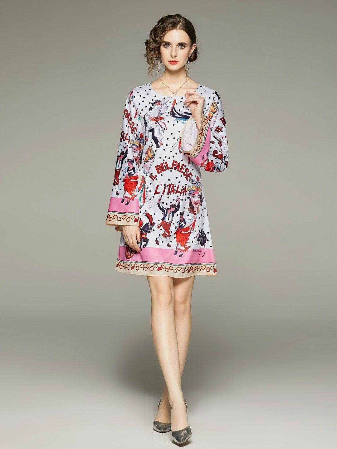 jc collection floral print bell sleeve a-line dress