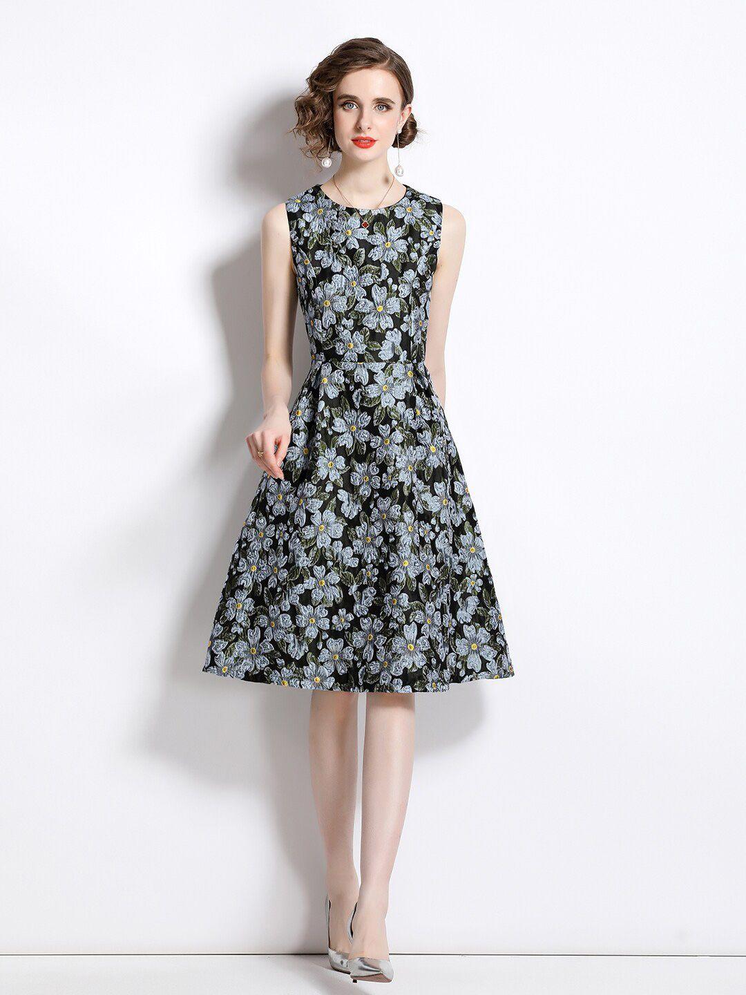 jc collection floral print fit & flare dress