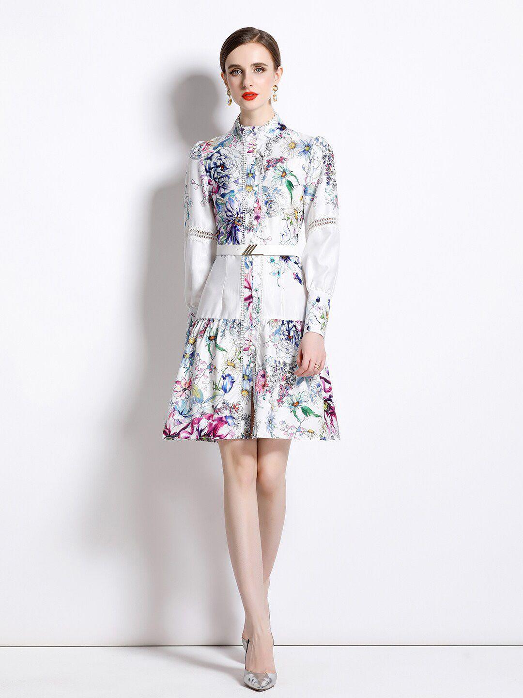 jc collection floral print fit & flare dress