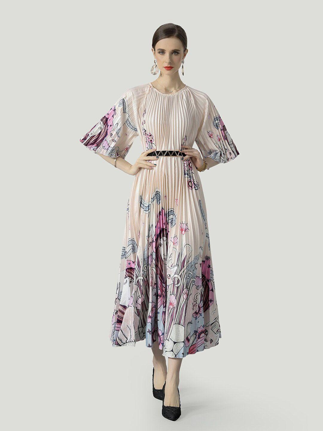 jc collection floral print flared sleeve a-line midi dress